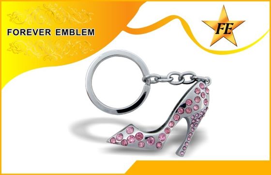 ऊँची एड़ी के जूते धातु प्रोमोशनल Keychains स्फटिक के साथ रजत