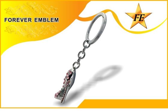 ऊँची एड़ी के जूते धातु प्रोमोशनल Keychains स्फटिक के साथ रजत