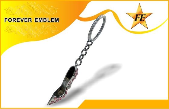 ऊँची एड़ी के जूते धातु प्रोमोशनल Keychains स्फटिक के साथ रजत
