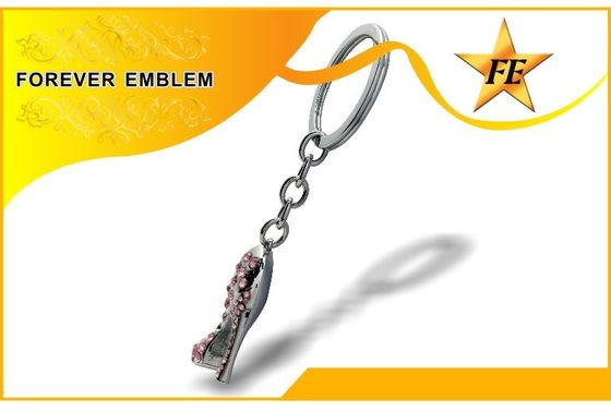 ऊँची एड़ी के जूते धातु प्रोमोशनल Keychains स्फटिक के साथ रजत