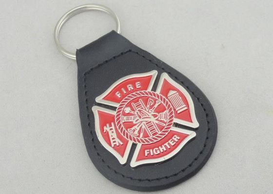 जिंक मिश्र निजीकृत चमड़ा Keychains / फायर फाइटर चमड़ा छल्ले